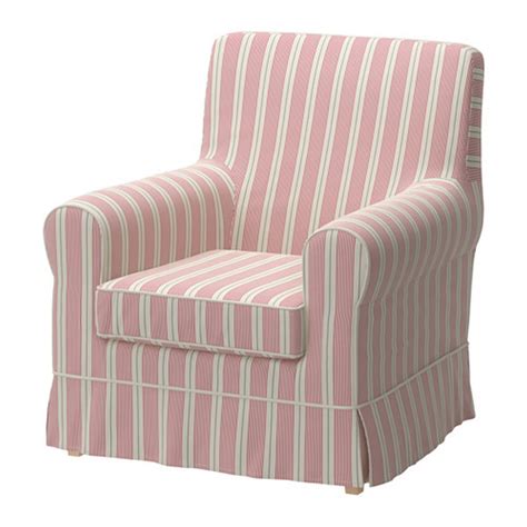 IKEA Ektorp JENNYLUND Armchair SLIPCOVER Cover MOBACKA Red Beige Gray Stripe Edwardian Cabana