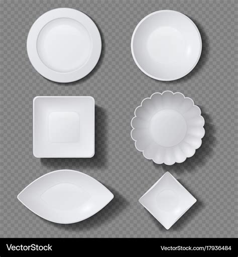 Different shapes of realistic food plates dishes Vector Image