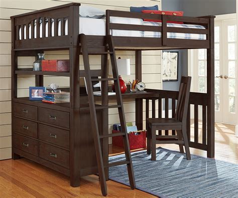 11080 Full Size Loft Bed with Desk in Espresso finish | Highlands Beds | NE Kids Furniture the ...