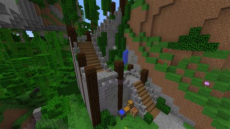 Just finished a staircase up a mountain-side, pretty happy with it! : Minecraft