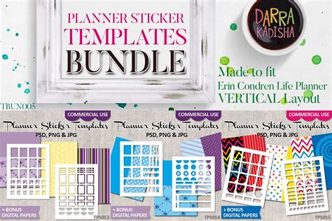 Erin Condren Planner Stickers Templates Bundle Vol. 5