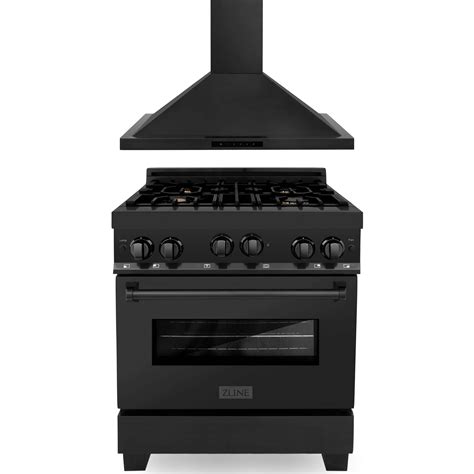 ZLINE 2-Piece Appliance Package - 30" Gas Range with Brass Burners & Premium Convertible Wall ...