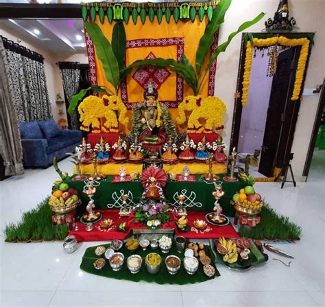 Varalakshmi Vratham🙏 in 2022 | Goddess decor, Mandir decoration, Housewarming decorations