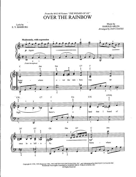 Kids From Fame Media: Somewhere Over the Rainbow - Sheet Music