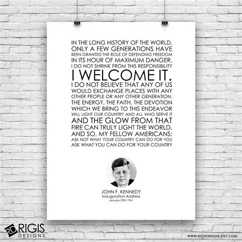 John F. Kennedy, Inauguration Address Typography Print