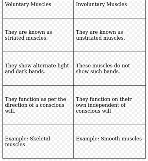 difference between voluntary and involuntary muscles? pls tell it's urgent - Brainly.in