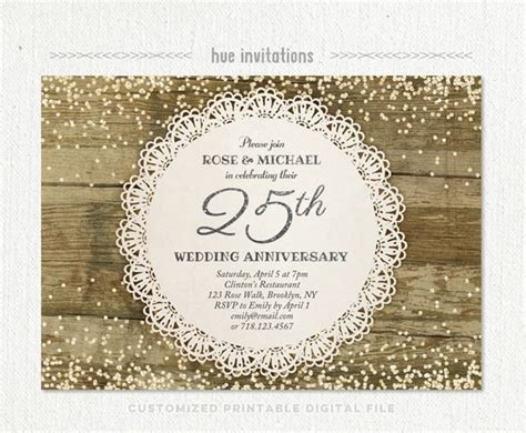 25th wedding anniversary invitation silver anniversary party