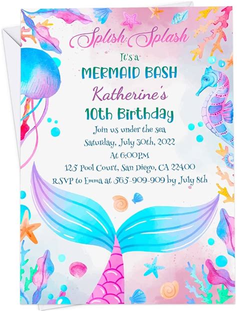 Mermaid Birthday Invitation Templates (Free) Greetings, 57% OFF