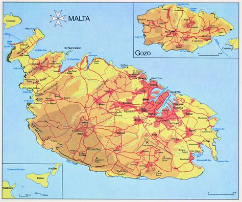 Large detailed elevation map of Malta | Vidiani.com | Maps of all ...