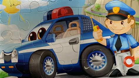 Police car with policeman jigsaw puzzle 20 pieces for toddlers - YouTube