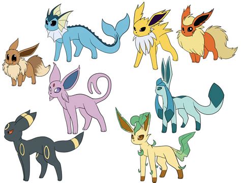 Eevee Evolutions Coloured by kuromizuouji on DeviantArt