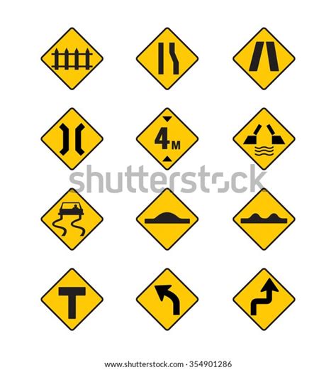 Yellow Road Signs Traffic Signs Vector Stock Vector (Royalty Free ...