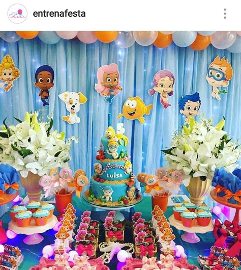 Bubble Guppies Birthday Party Dessert Table and Decor Half Birthday Baby, Rainbow Themed ...