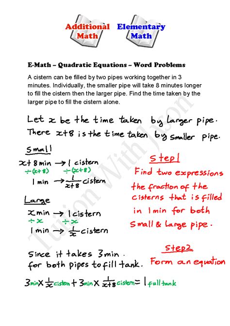 Quadratic Word Problems Worksheet – Englishworksheet.my.id