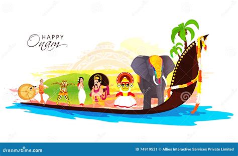 Creative Illustration for Onam Festival Celebration. Stock Illustration - Illustration of ...