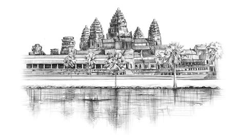 Lost World | Angkor Wat Illustration in Ballpoint Pen | Tauseef Ahmed ...