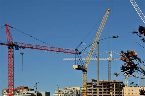 Construction Cranes of the Skyline Stock Photo - Image of develop, lower: 35569282