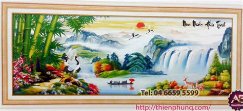 Tranh đính đá non nước hữu tình 200x80 cm | Tranh phong cảnh