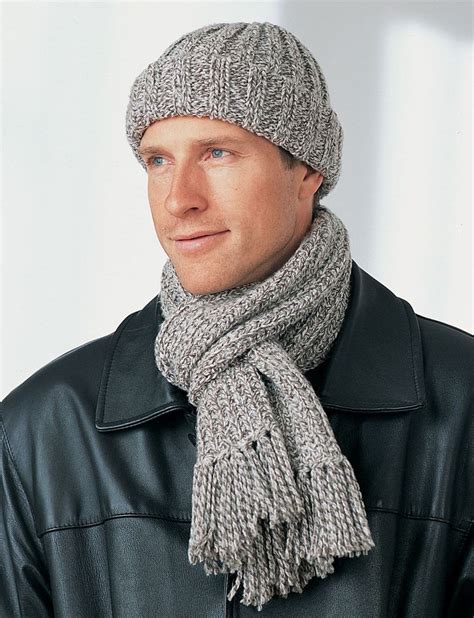 Yarnspirations.com - Bernat Men's Hat and Scarf - Patterns | Yarnspirations | Knitting Goodies ...