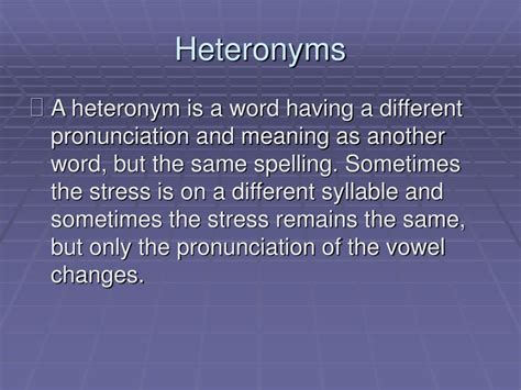 PPT - Heteronyms PowerPoint Presentation, free download - ID:9566596