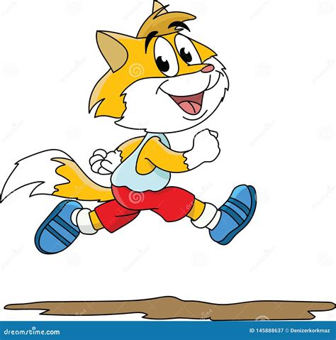 Cute Cartoon Cat Running Outside Vector Stock Vector - Illustration of isolated, fast: 145888637