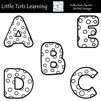 Polka Dot Alphabet Clip Art - Alphabet Clip Art - Black and White