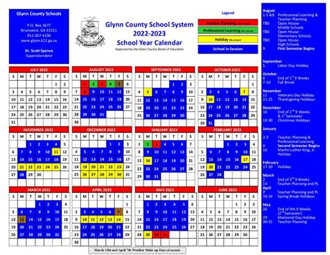 Glynn County School Calendar Holidays 2022-2023