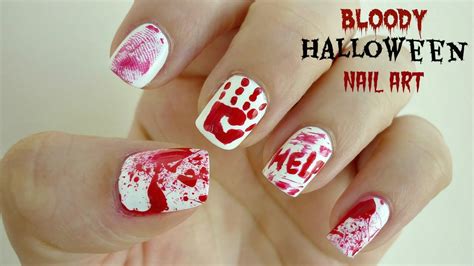 Easy Bloody Halloween Nail Art! [Crime Scene] - YouTube