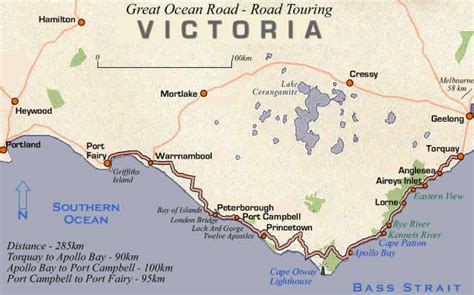 Great Ocean Road Road Map Victoria Australia