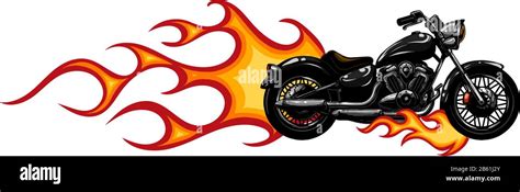 Dramatic burning motorcycle engulfed in fierce fiery orange flames and ...