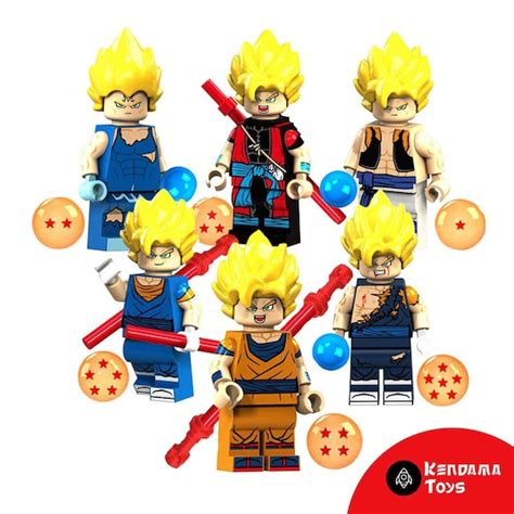 Set of 6 LEGO Dragon Ball Z DBZ Compatible Minifigures Goku - Etsy