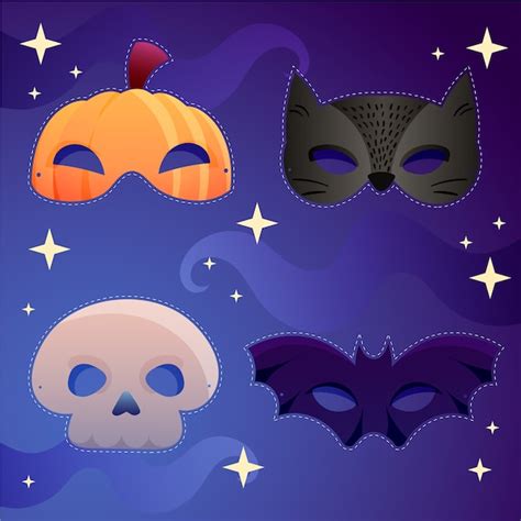 Colección de máscaras de halloween degradadas | Vector Gratis