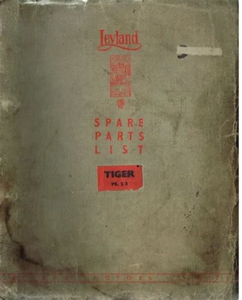 LEYLAND TIGER PS2 Ps3 Bus / Coach Chassis 1947- Original Factory Parts Catalogue £175.00 ...