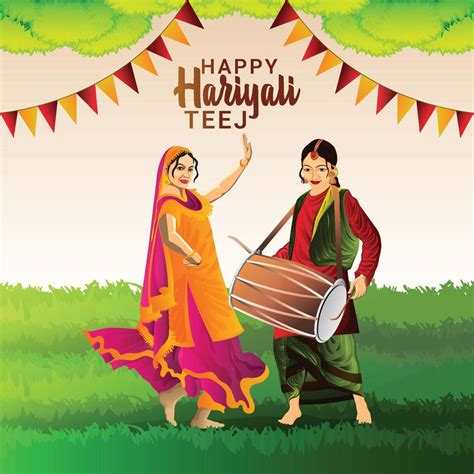 Vector illustration of happy hariyali teej festival 7303696 Vector Art ...