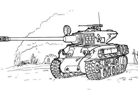 Sherman M-51 Tank coloring page | Free Printable Coloring Pages