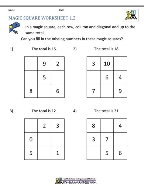 Magic Square Worksheets