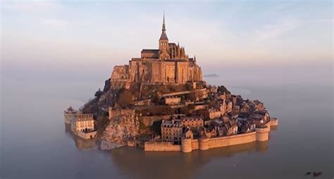 Stunning Drone Footage of Mont-Saint Michel in France Becoming an ...