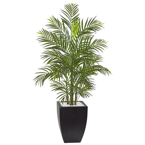 4.5’ Areca Palm Tree with Black Wash Planter UV Resistant (Indoor/Outdoor) | Nearly Natural