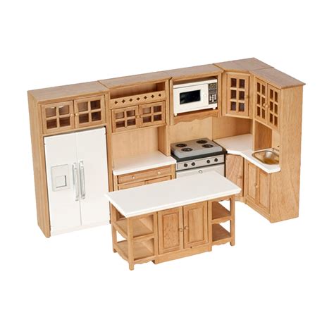 1 Inch Scale 8 Piece Oak Dollhouse Kitchen Set – Real Good Toys