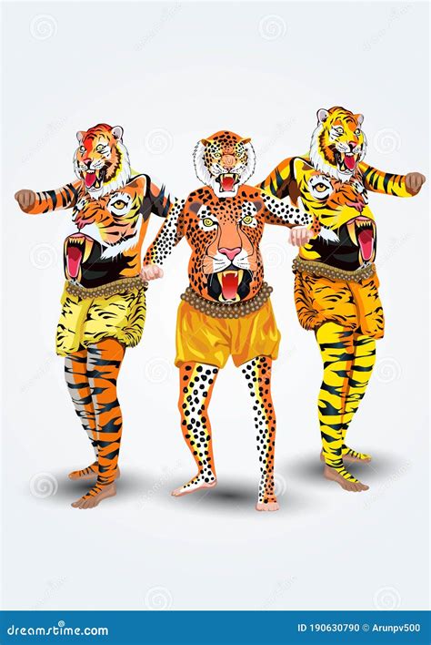 Puli Kali, Tiger Dance For Onam Vector Illustration | CartoonDealer.com ...