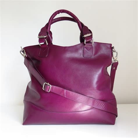 Purple Leather Tote Leather Purse Purple by TheLeatherStore