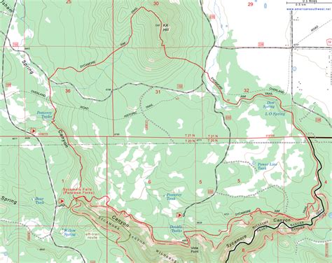 Topographic Map of the Sycamore Rim Trail, Sycamore Canyon, Arizona