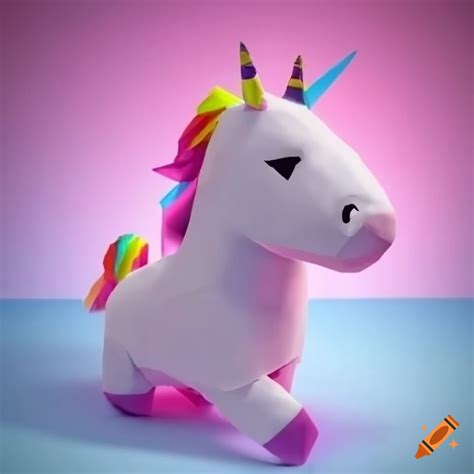 Low poly 3d unicorn plushie on Craiyon