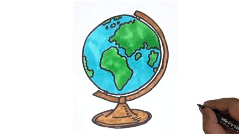 How to Draw a Globe very easy Step by Step / Easy Globe Drawing and ...