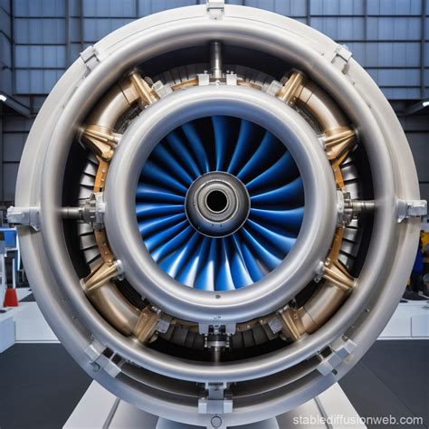 Turbojet Engine Design with Blue Plasma Exhaust | Stable Diffusion Online