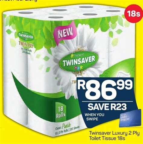 Twinsaver Luxury 2 Ply Toilet Tissue 18s offer at Pick n Pay