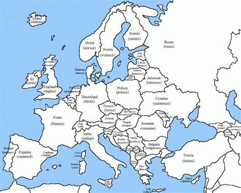 Map Of Europe Country Names