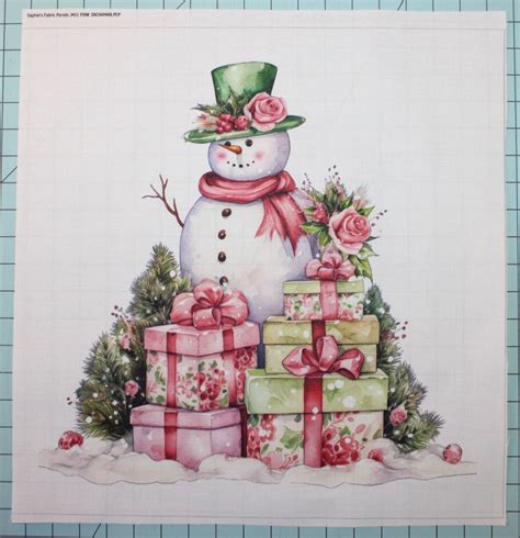 Snowman 100% Cotton Fabric Panel Square Small Quilting Sewing Block ...