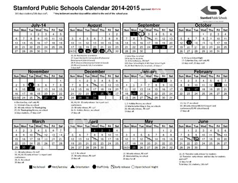 Stamford Public Schools Calendars – Stamford, CT