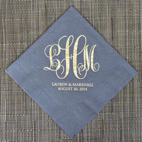 Personalized Wedding Vine Monogram Napkins, Bordered Monogram Party Napkins, Custom Napkins ...